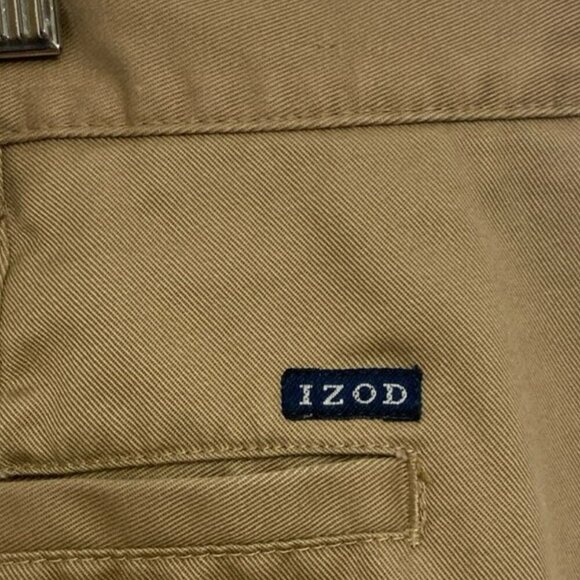 IZOD American Chino Pants Men's 40x32 Flat Front Brown Khaki Classic Preppy - Picture 4 of 4